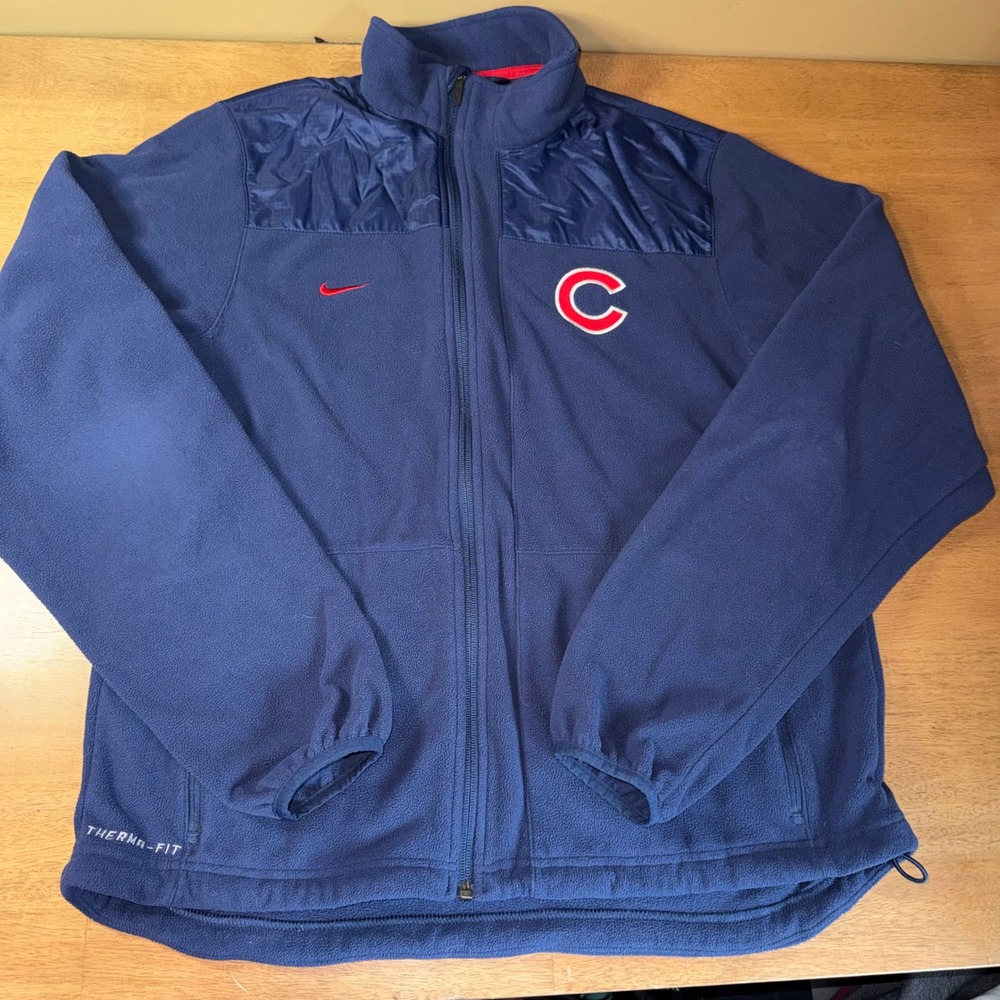 Nike Chicago Cubs Therma-FIT Fleece Full Zip Jacket Navy Blue Mens Medium
